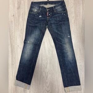 Dsquared2 Y2K Distressed Jeans Made in Italy Low Rise Cuffed IT 38